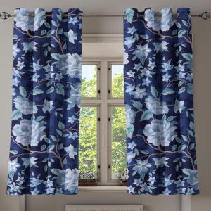 Ambesonne Fantasy Floral Grommet Curtain, Night Time Garden Flowers with Neutral Colors Boho Petals Print, Decorative 2-Panel Window Drapes for Bedroom Living Room, 50″ x 72″, Indigo Pale Pink Mauve(Dark Lavender Ceil Blue)