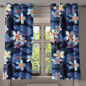Ambesonne Fantasy Floral Grommet Curtain, Night Time Garden Flowers with Neutral Colors Boho Petals Print, Decorative 2-Panel Window Drapes for Bedroom Living Room, 50″ x 72″, Indigo Pale Pink Mauve(Dark Lavender Coral White)