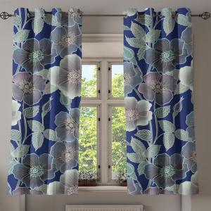 Ambesonne Fantasy Floral Grommet Curtain, Night Time Garden Flowers with Neutral Colors Boho Petals Print, Decorative 2-Panel Window Drapes for Bedroom Living Room, 50″ x 72″, Indigo Pale Pink Mauve(Indigo Peacock Green)