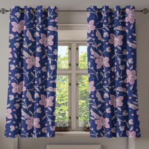 Ambesonne Fantasy Floral Grommet Curtain, Night Time Garden Flowers with Neutral Colors Boho Petals Print, Decorative 2-Panel Window Drapes for Bedroom Living Room, 50″ x 72″, Indigo Pale Pink Mauve(Dark Lavender Pastel Pink)
