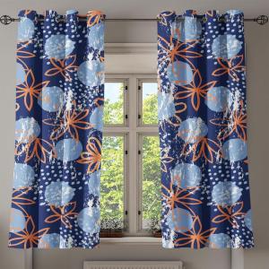 Ambesonne Fantasy Floral Grommet Curtain, Night Time Garden Flowers with Neutral Colors Boho Petals Print, Decorative 2-Panel Window Drapes for Bedroom Living Room, 50″ x 72″, Indigo Pale Pink Mauve(Dark Indigo Burnt Sienna)
