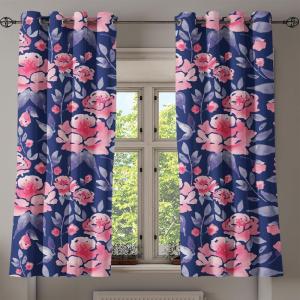 Ambesonne Fantasy Floral Grommet Curtain, Night Time Garden Flowers with Neutral Colors Boho Petals Print, Decorative 2-Panel Window Drapes for Bedroom Living Room, 50″ x 72″, Indigo Pale Pink Mauve(Dark Coral Blush Indigo)