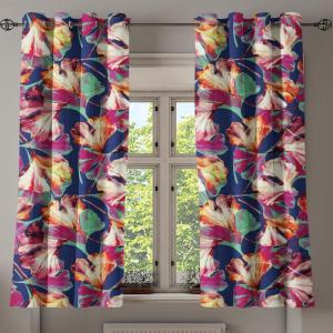Ambesonne Fantasy Floral Grommet Curtain, Night Time Garden Flowers with Neutral Colors Boho Petals Print, Decorative 2-Panel Window Drapes for Bedroom Living Room, 50″ x 72″, Indigo Pale Pink Mauve(Dark Indigo Magenta)