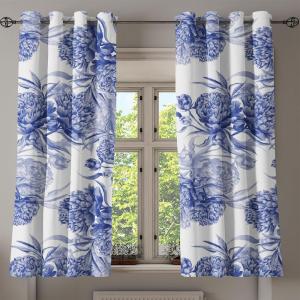 Ambesonne Fantasy Floral Grommet Curtain, Night Time Garden Flowers with Neutral Colors Boho Petals Print, Decorative 2-Panel Window Drapes for Bedroom Living Room, 50″ x 72″, Indigo Pale Pink Mauve(Dark Ceil Blue and Grey)