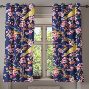 Ambesonne Fantasy Floral Grommet Curtain, Night Time Garden Flowers with Neutral Colors Boho Petals Print, Decorative 2-Panel Window Drapes for Bedroom Living Room, 50″ x 72″, Indigo Pale Pink Mauve(Lime Green and Dried Rose)