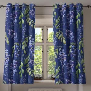 Ambesonne Fantasy Floral Grommet Curtain, Night Time Garden Flowers with Neutral Colors Boho Petals Print, Decorative 2-Panel Window Drapes for Bedroom Living Room, 50″ x 72″, Indigo Pale Pink Mauve(Sage Green and Dark Blue)