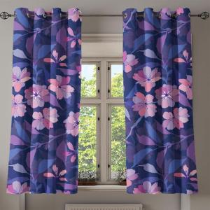 Ambesonne Fantasy Floral Grommet Curtain, Night Time Garden Flowers with Neutral Colors Boho Petals Print, Decorative 2-Panel Window Drapes for Bedroom Living Room, 50″ x 72″, Indigo Pale Pink Mauve(Indigo Pale Pink Mauve)