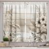 Ambesonne Floral Kitchen Curtains, Neutral Boho Rice Flowers and Leaves on Farmhouse Rustic Back Print, Window Drapes 2 Panel Set for Kitchen Cafe Decor, 55″ x 39″, Off White Grey Yellow