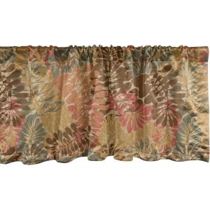 Ambesonne Jungle Boho Window Valance, Dreamy Silhouettes of Flowers Vintage Drawn with Lines Neutral Art, Curtain Valance for Kitchen Bedroom Decor with Rod Pocket, 54″ X 18″, Almond Green Sea Green(Coral Peacock Green)