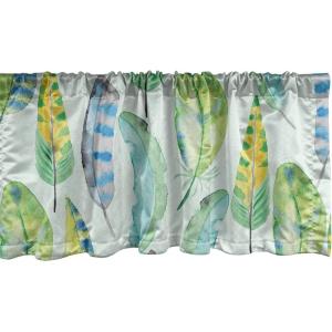 Ambesonne Jungle Boho Window Valance, Dreamy Silhouettes of Flowers Vintage Drawn with Lines Neutral Art, Curtain Valance for Kitchen Bedroom Decor with Rod Pocket, 54″ X 18″, Almond Green Sea Green(Lime Green Mint Green)