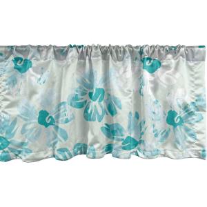 Ambesonne Jungle Boho Window Valance, Dreamy Silhouettes of Flowers Vintage Drawn with Lines Neutral Art, Curtain Valance for Kitchen Bedroom Decor with Rod Pocket, 54″ X 18″, Almond Green Sea Green(Dark Seafoam Almond Green)