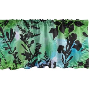 Ambesonne Jungle Boho Window Valance, Dreamy Silhouettes of Flowers Vintage Drawn with Lines Neutral Art, Curtain Valance for Kitchen Bedroom Decor with Rod Pocket, 54″ X 18″, Almond Green Sea Green(Charcoal Grey Lime Green)