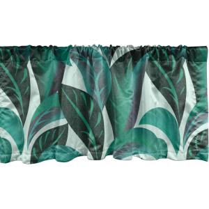 Ambesonne Jungle Boho Window Valance, Dreamy Silhouettes of Flowers Vintage Drawn with Lines Neutral Art, Curtain Valance for Kitchen Bedroom Decor with Rod Pocket, 54″ X 18″, Almond Green Sea Green(Emerald Teal Eggplant)