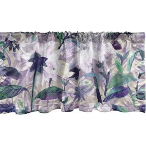 Ambesonne Jungle Boho Window Valance, Dreamy Silhouettes of Flowers Vintage Drawn with Lines Neutral Art, Curtain Valance for Kitchen Bedroom Decor with Rod Pocket, 54″ X 18″, Almond Green Sea Green(Mauve Sea Green Quartz)