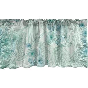 Ambesonne Jungle Boho Window Valance, Dreamy Silhouettes of Flowers Vintage Drawn with Lines Neutral Art, Curtain Valance for Kitchen Bedroom Decor with Rod Pocket, 54″ X 18″, Almond Green Sea Green(Almond Green)