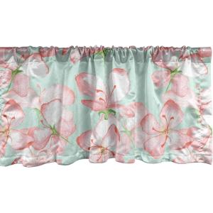 Ambesonne Jungle Boho Window Valance, Dreamy Silhouettes of Flowers Vintage Drawn with Lines Neutral Art, Curtain Valance for Kitchen Bedroom Decor with Rod Pocket, 54″ X 18″, Almond Green Sea Green(Salmon Rose and Mint Green)