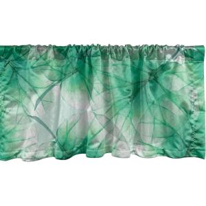 Ambesonne Jungle Boho Window Valance, Dreamy Silhouettes of Flowers Vintage Drawn with Lines Neutral Art, Curtain Valance for Kitchen Bedroom Decor with Rod Pocket, 54″ X 18″, Almond Green Sea Green(Shamrock Green)