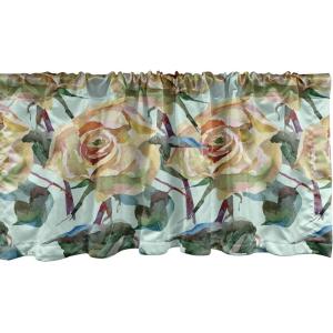 Ambesonne Jungle Boho Window Valance, Dreamy Silhouettes of Flowers Vintage Drawn with Lines Neutral Art, Curtain Valance for Kitchen Bedroom Decor with Rod Pocket, 54″ X 18″, Almond Green Sea Green(Avocado Green Jade Green)