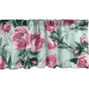 Ambesonne Jungle Boho Window Valance, Dreamy Silhouettes of Flowers Vintage Drawn with Lines Neutral Art, Curtain Valance for Kitchen Bedroom Decor with Rod Pocket, 54″ X 18″, Almond Green Sea Green(Almond Green Magenta Teal)