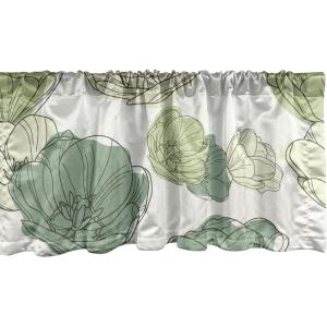 Ambesonne Jungle Boho Window Valance, Dreamy Silhouettes of Flowers Vintage Drawn with Lines Neutral Art, Curtain Valance for Kitchen Bedroom Decor with Rod Pocket, 54″ X 18″, Almond Green Sea Green(Jade Green Avocado Green)