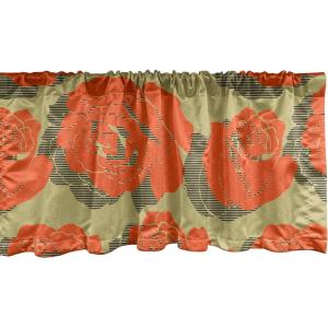 Ambesonne Jungle Boho Window Valance, Dreamy Silhouettes of Flowers Vintage Drawn with Lines Neutral Art, Curtain Valance for Kitchen Bedroom Decor with Rod Pocket, 54″ X 18″, Almond Green Sea Green(Vermilion Green Pistachio)