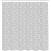 Ambesonne Christmas Shower Curtain, Stylized Reindeers Santa Claus Penguins and Xmas Tree on Stripes Cute Design, Fabric Bathroom Decor Set with Hooks, 69″ W x 70″ L, White Brown(Grey White)