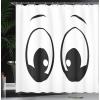 Ambesonne Christmas Shower Curtain, Stylized Reindeers Santa Claus Penguins and Xmas Tree on Stripes Cute Design, Fabric Bathroom Decor Set with Hooks, 69″ W x 70″ L, White Brown(White and Black)