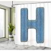 Ambesonne Christmas Shower Curtain, Stylized Reindeers Santa Claus Penguins and Xmas Tree on Stripes Cute Design, Fabric Bathroom Decor Set with Hooks, 69″ W x 70″ L, White Brown(Yellow Blue)