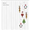 Ambesonne Christmas Shower Curtain, Stylized Reindeers Santa Claus Penguins and Xmas Tree on Stripes Cute Design, Fabric Bathroom Decor Set with Hooks, 69″ W x 70″ L, White Brown(White Brown)