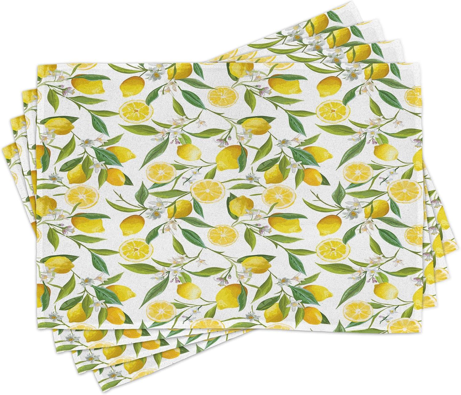 imageAmbesonne Christmas Place Mats Set of 4 Merry Xmas Wish Fir Tree Branches Poinsettia Flowers Birds and Deer Washable Fabric Placemats for Dining Table Standard Size Green and RedFern Green