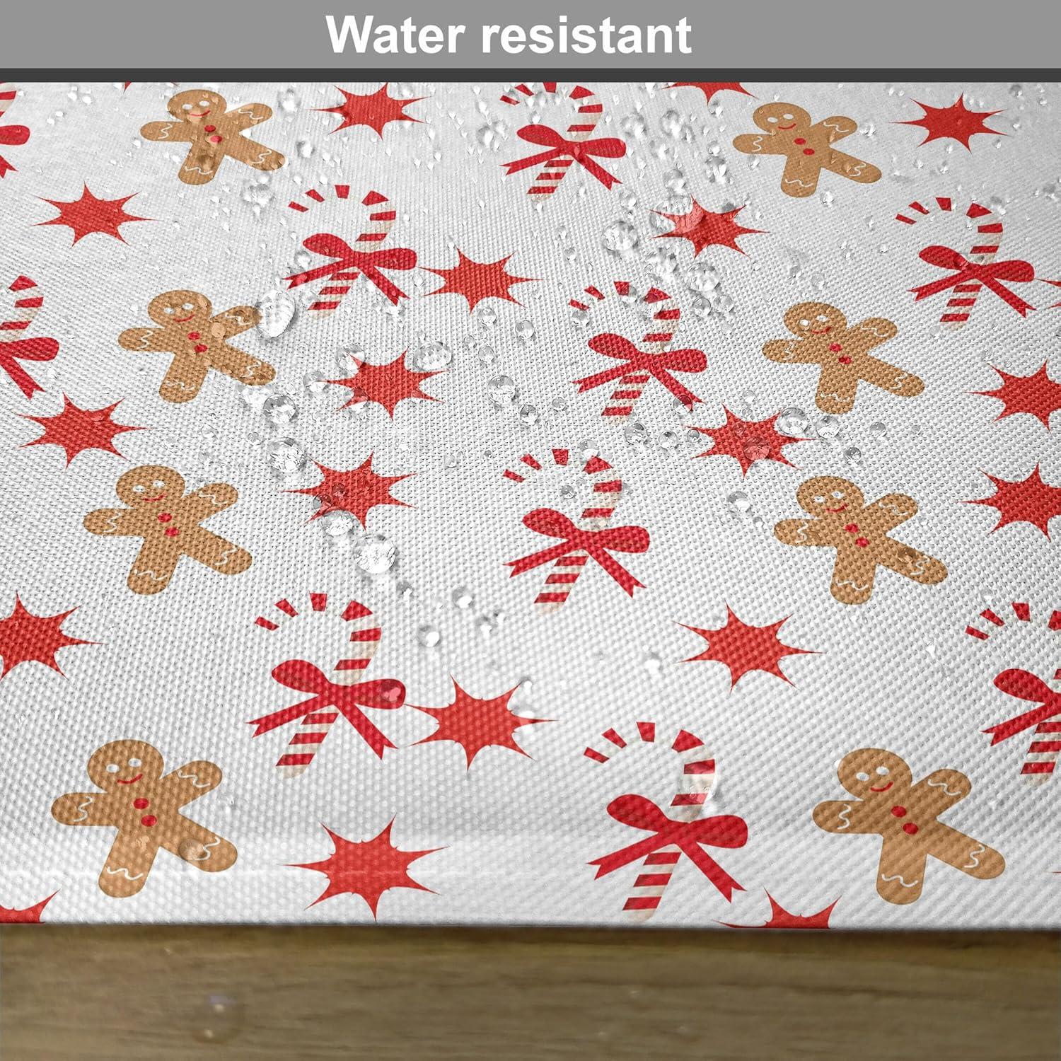 imageAmbesonne Christmas Place Mats Set of 4 Merry Xmas Wish Fir Tree Branches Poinsettia Flowers Birds and Deer Washable Fabric Placemats for Dining Table Standard Size Green and RedSand Brown Orange