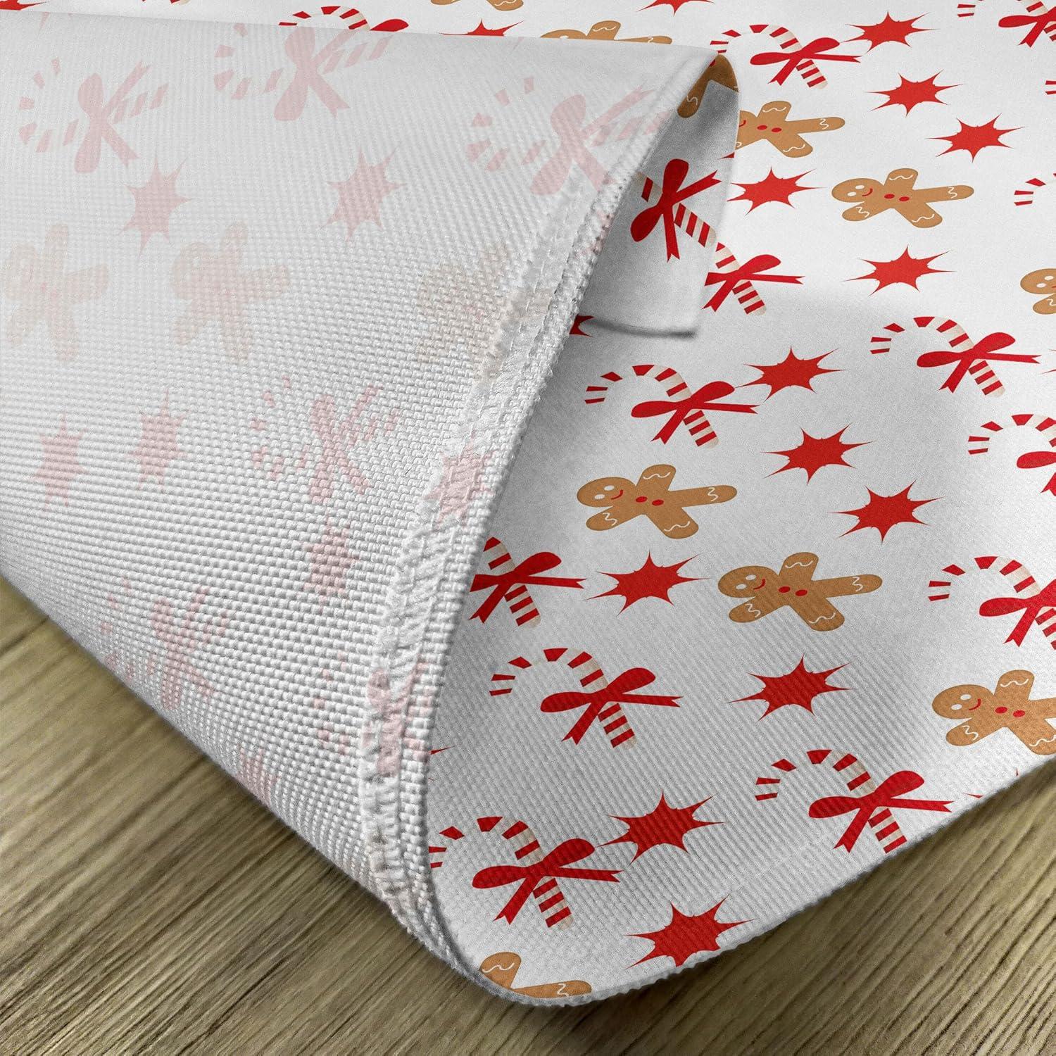 imageAmbesonne Christmas Place Mats Set of 4 Merry Xmas Wish Fir Tree Branches Poinsettia Flowers Birds and Deer Washable Fabric Placemats for Dining Table Standard Size Green and RedSand Brown Orange
