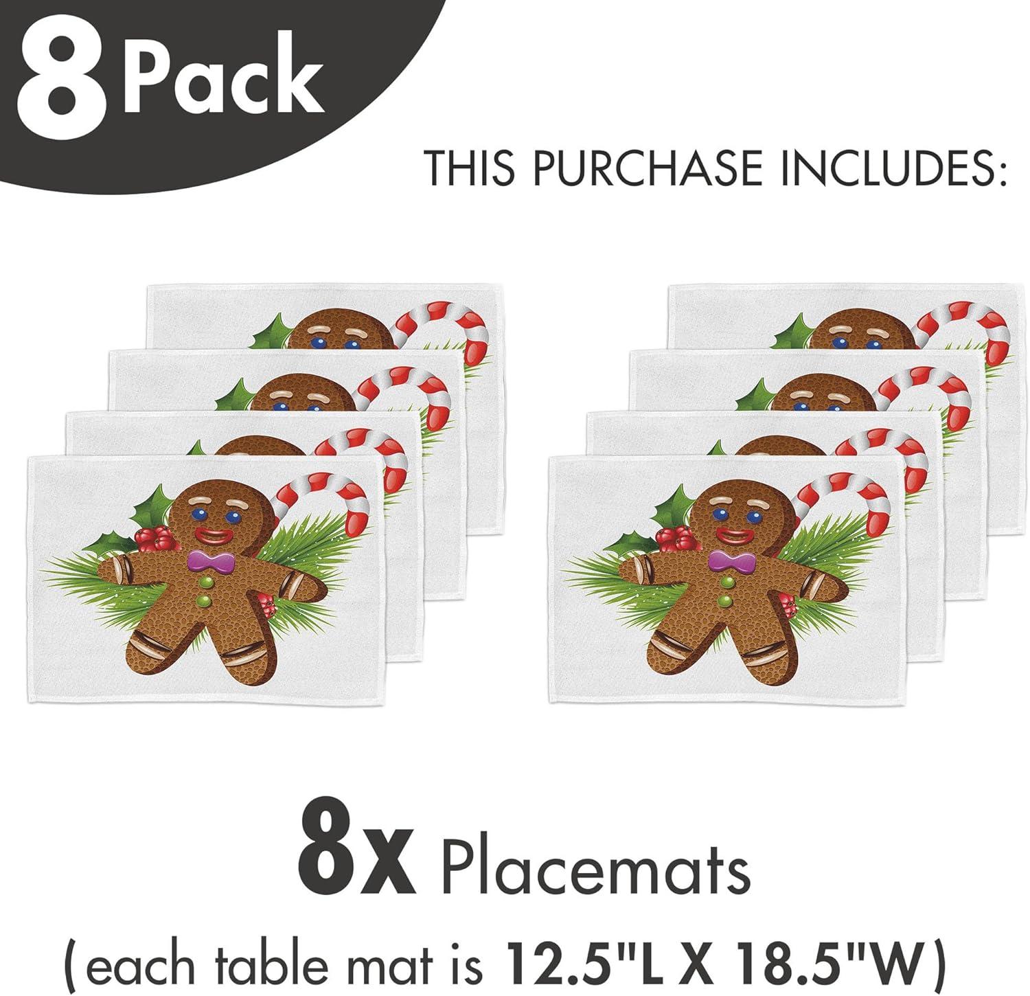 imageAmbesonne Christmas Place Mats Set of 4 Merry Xmas Wish Fir Tree Branches Poinsettia Flowers Birds and Deer Washable Fabric Placemats for Dining Table Standard Size Green and RedBrown and Green