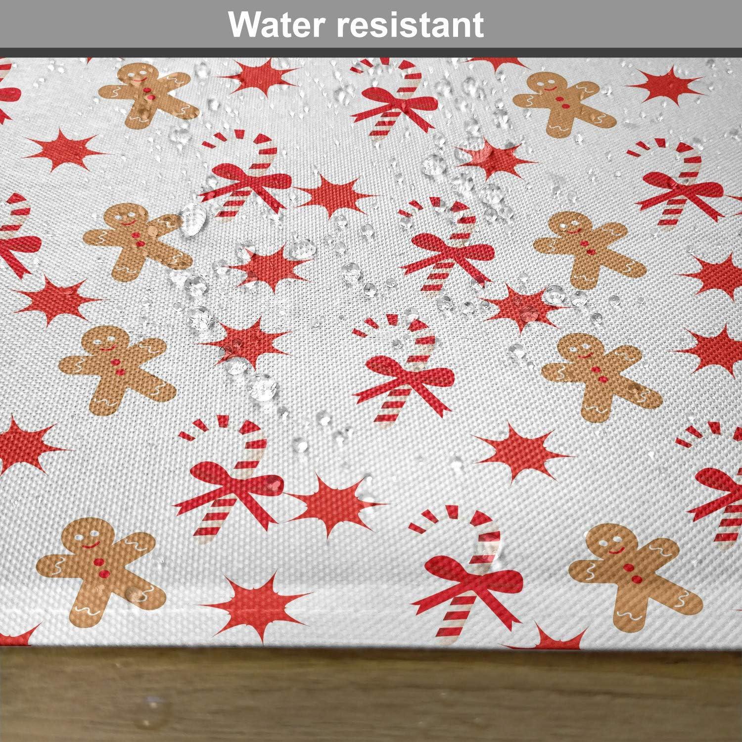 imageAmbesonne Christmas Place Mats Set of 4 Merry Xmas Wish Fir Tree Branches Poinsettia Flowers Birds and Deer Washable Fabric Placemats for Dining Table Standard Size Green and RedSand Brown Orange