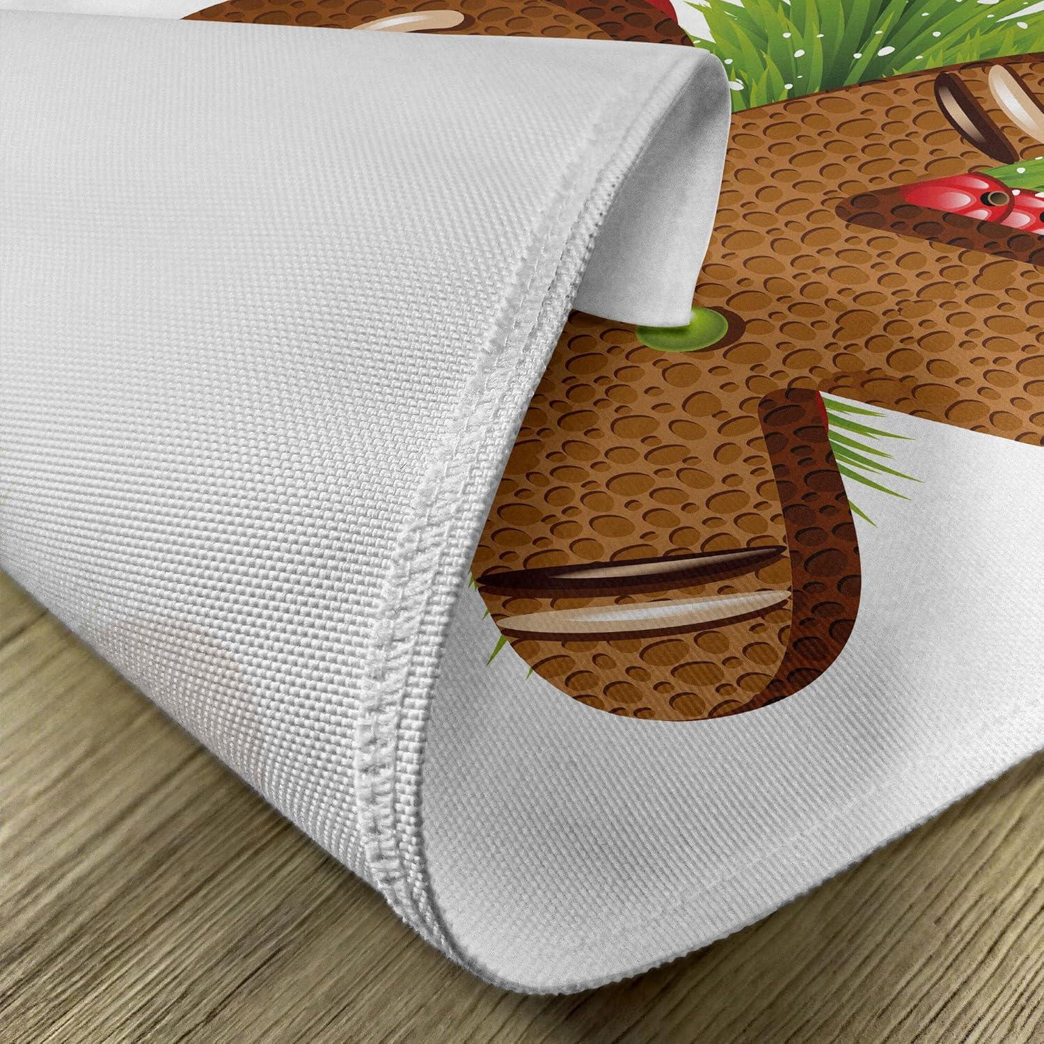 imageAmbesonne Christmas Place Mats Set of 4 Merry Xmas Wish Fir Tree Branches Poinsettia Flowers Birds and Deer Washable Fabric Placemats for Dining Table Standard Size Green and RedBrown and Green