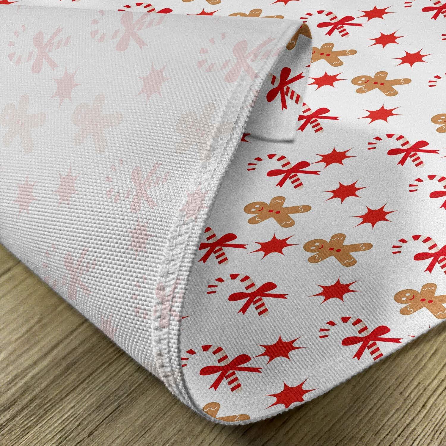 imageAmbesonne Christmas Place Mats Set of 4 Merry Xmas Wish Fir Tree Branches Poinsettia Flowers Birds and Deer Washable Fabric Placemats for Dining Table Standard Size Green and RedSand Brown Orange