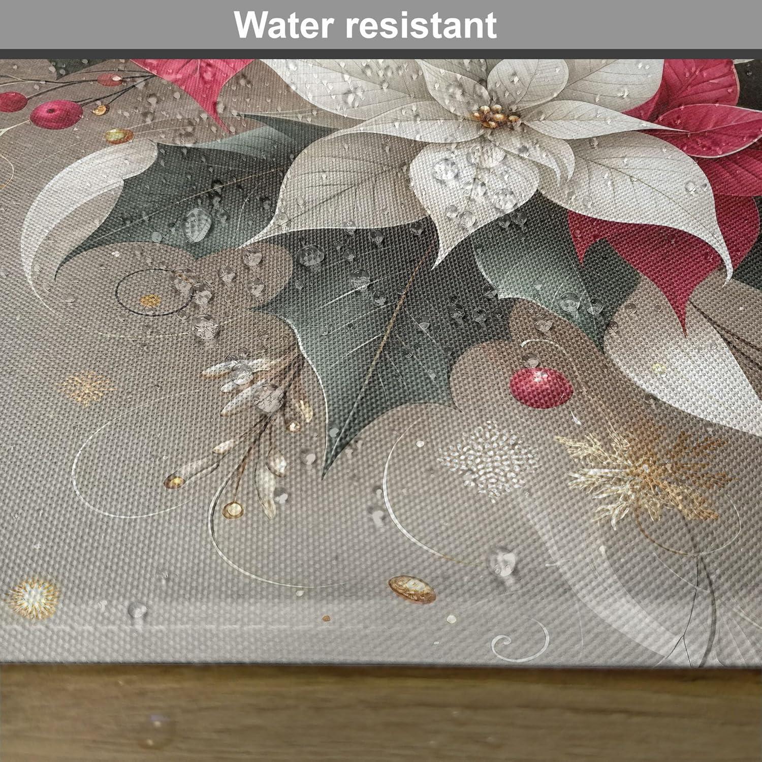imageAmbesonne Christmas Place Mats Set of 4 Merry Xmas Wish Fir Tree Branches Poinsettia Flowers Birds and Deer Washable Fabric Placemats for Dining Table Standard Size Green and RedPale Vermilion and Grey Teal