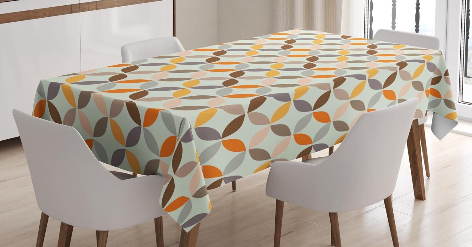 imageAmbesonne Christmas Tablecloth New Years Eve Tree Branch Border with Berry Ribbons Gingerbread Man Dining Room Kitchen Rectangular Table Cover 60 X 84BrownTaupe Grey