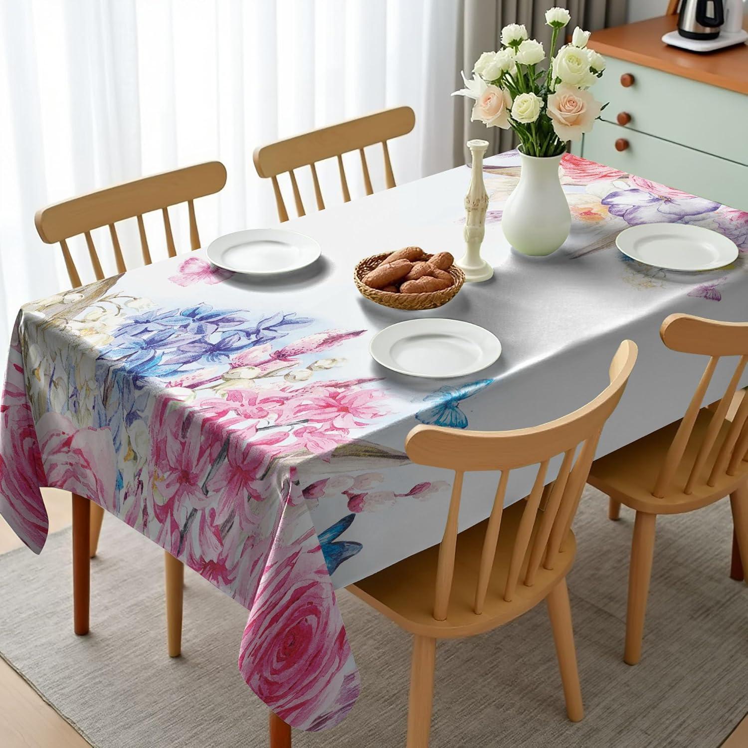 imageAmbesonne Christmas Tablecloth New Years Eve Tree Branch Border with Berry Ribbons Gingerbread Man Dining Room Kitchen Rectangular Table Cover 60 X 84BrownPale Blue