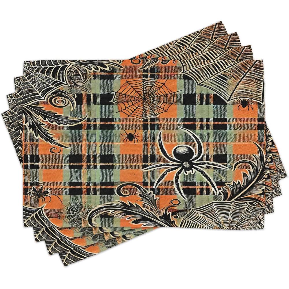 imageAmbesonne Christmas Place Mats Set of 4 Merry Xmas Wish Fir Tree Branches Poinsettia Flowers Birds and Deer Washable Fabric Placemats for Dining Table Standard Size Green and RedApricot Pale Green Grey