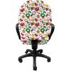 Ambesonne Christmas Office Chair Slipcover, Celebration of Xmas Garland Candy Cane Snowman Mistletoe Tree Ornaments, Protective Stretch Decorative Fabric Cover, Red White Green