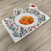 Ambesonne Christmas Place Mats Set of 4, Merry Xmas Wish Fir Tree Branches Poinsettia Flowers Birds and Deer, Washable Fabric Placemats for Dining Table, Standard Size, Green and Red(Green White Multicolor)