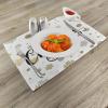 Ambesonne Christmas Place Mats Set of 4, Merry Xmas Wish Fir Tree Branches Poinsettia Flowers Birds and Deer, Washable Fabric Placemats for Dining Table, Standard Size, Green and Red(Charcoal Beige)