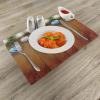 Ambesonne Christmas Place Mats Set of 4, Merry Xmas Wish Fir Tree Branches Poinsettia Flowers Birds and Deer, Washable Fabric Placemats for Dining Table, Standard Size, Green and Red(Brown)
