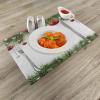 Ambesonne Christmas Place Mats Set of 4, Merry Xmas Wish Fir Tree Branches Poinsettia Flowers Birds and Deer, Washable Fabric Placemats for Dining Table, Standard Size, Green and Red(Red and Green)