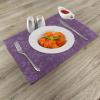 Ambesonne Christmas Place Mats Set of 4, Merry Xmas Wish Fir Tree Branches Poinsettia Flowers Birds and Deer, Washable Fabric Placemats for Dining Table, Standard Size, Green and Red(Eggplant Purple)