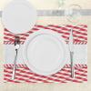 Ambesonne Christmas Place Mats Set of 4, Merry Xmas Wish Fir Tree Branches Poinsettia Flowers Birds and Deer, Washable Fabric Placemats for Dining Table, Standard Size, Green and Red(White Red)