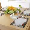 Ambesonne Christmas Place Mats Set of 4, Merry Xmas Wish Fir Tree Branches Poinsettia Flowers Birds and Deer, Washable Fabric Placemats for Dining Table, Standard Size, Green and Red(Green White)