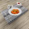 Ambesonne Christmas Place Mats Set of 4, Merry Xmas Wish Fir Tree Branches Poinsettia Flowers Birds and Deer, Washable Fabric Placemats for Dining Table, Standard Size, Green and Red(Gray White)