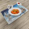 Ambesonne Christmas Place Mats Set of 4, Merry Xmas Wish Fir Tree Branches Poinsettia Flowers Birds and Deer, Washable Fabric Placemats for Dining Table, Standard Size, Green and Red(Navy Blue)